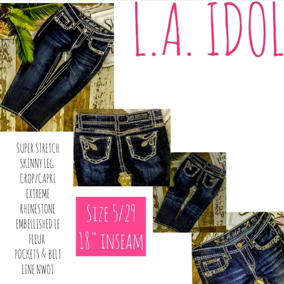 L.A. idol Denim - L.A. Idol Jeans Size 5/29 Crop Rhinestone NWOT
